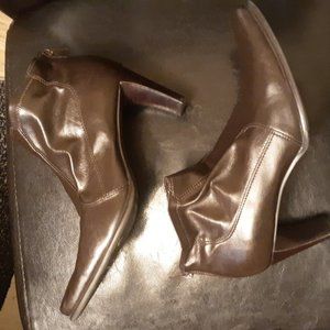Franco Sarto Dark Brown Ankle Heeled Boots with Back Zipper